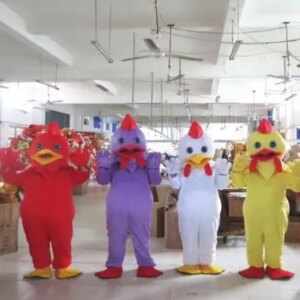 New Adult Cute 4pcs Chicken Party Mascot Costume Christmas Fancy Dress Halloween Mascot Costume Free Ship