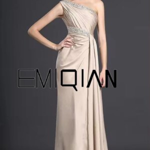 Champagne Chiffon Mother of the Bride Dresses Luxury Beaded One Shoulder Wedding Banquet Celebrity Formal Prom Dresses Mermaid