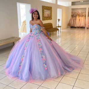 Lilac Princess Quinceanera Dresses Ball Gown Sweetheart Tulle Appliques Sweet 16 Dresses 15 Años Customized