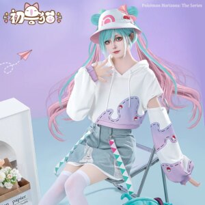 Anime Mikuu Cosplay Top Hoodie Skirt Hat Female Halloween Costume