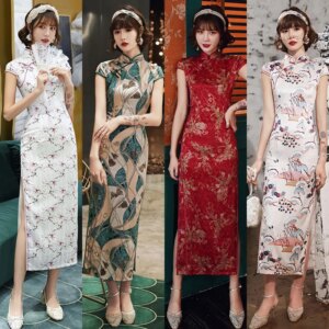 Long Double Layer Daily Cheongsam Improved Dress