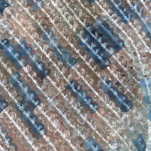 7A Aquamarine roundelle faceted blue 4*6mm for DIY jewelry making 40cm loose beads  FPPJ wholesale beads nature gemstone