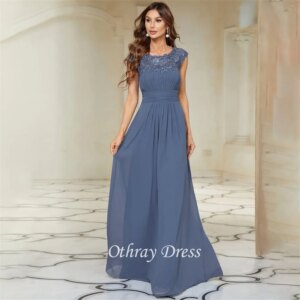 Elegant Scoop Neck Bridesmaid Dress Lace Cap Sleeves Wedding Guest Dresses Chiffon Party Dresses Wedding Robes Invitée Mariage