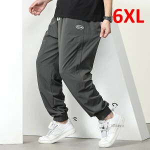 Black Jogger Pants Men Summer Plus Size 6XL Fashion Casual Solid Color Ankle-length Male Bottom Big