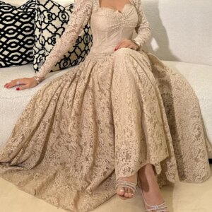 Serendipity Luxury Evening Dress فساتين سهرة Elegant Lace Square Collar Full Sleeve Cocktail Party Prom Gown For Sexy Women 2024