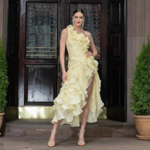 Jiayigong Sparkle  Prom Satin Ruched Valentine’s Day A-line One-shoulder Bespoke Occasion Gown Midi Dresses