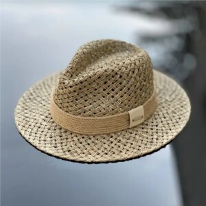 hat for both men and women with large around natural seaweed handwoven top wide