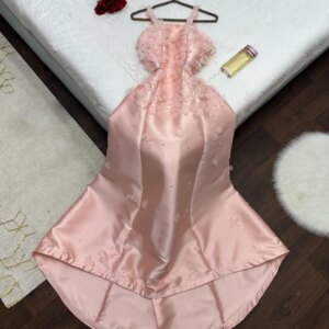 Flechazo Spaghetti Straps Evening Dress Romantic Flower Tea-Length Sleeveless Satin Women Custom Made Prom Party Gowns for Lady