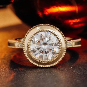 Provence 10K Yellow Gold Halo Ring IGI 2CT D/VS1 Lab Grown Diamond Luxury Engagement Ring for Women Men Personalized Custom