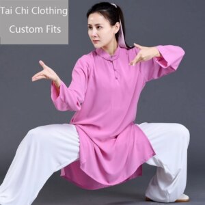 Summer Thin High-End Tai Ji Suit Women’s Ice Silk Red Pink New Shadowboxing Exercise Clothing