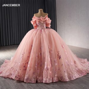 Shiny Pink Off Shoulder Ball Gown Quinceanera Dresses Beads Appliques Princess For Sweet 15 Birthday vestido 15 años quinceañera