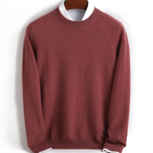 BirdTree, 100%Pure Cashmere Sweaters, Men’s O Neck Long Sleeve, Casual Business Versatile Sweater, 2024 Autumn Winter T48145QM