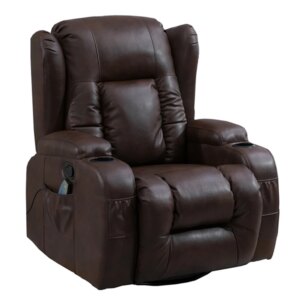 Heated Vibration Massage Recliner Leather Sofa Chair with Swivel Rocker Function BRC-322