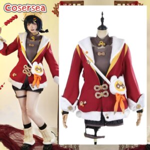 Cosersea Xiangling Cosplay Costume Game Genshin Impact New Year’s Cheer Xiangling Uniform Halloween Role Play Outfit Fullset