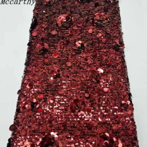 Wine African Sequins Groom Tulle lace Fabric 2025 High Quality Sequins Embroidery French Tulle Laces For Nigeiran Party Dress