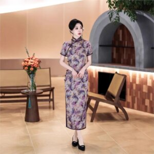 New cheongsam Chinese style elegant temperament long performance dress