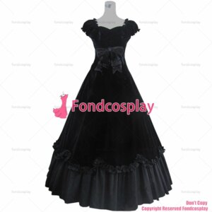 fondcosplay Stunning Ladies Medieval Renaissance Gown Black Velvet Ball Long Dress Performance Evening Dress Custom-Made[CK1400]