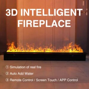 Futuristic 3D Virtual Fireplace, Dynamic LED Flame Mist Vapor Fireplace With Colorful Flame Remote Control No Ventilation Needed
