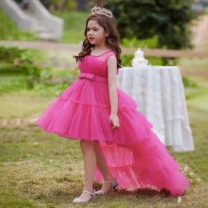 High Low Tulle Pageant Tiered Flower Girl Dress Layered Ball Gown Kids Birthday Party Dress princess dress party and wedding