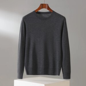 100% pure cashmere men’s sweater casual solid color knitted pullover round neck Blouse basic Tops plus loose Jumper