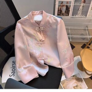 New Chinese style coat female small fragrant wind national pan Hanfu embroidery short top