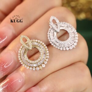 KUGG 18K White or Yellow Gold Necklace Luxury Round Design Pendant Shiny 0.70carat Natural Diamond Necklace High Women’s Jewelry