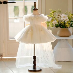 Girls piano performance evening dress high sense flower girl wedding little girl princess dress children host performance