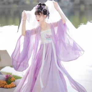 Hanfu female one-piece chest chebule skirt big sleeve ancient purple new style