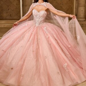 Pink Shiny Quinceanera Dresses Off The Shoulder Ball Gown Applique Lace Crystal Beading Tull With Cape Birthday Party Sweet 16