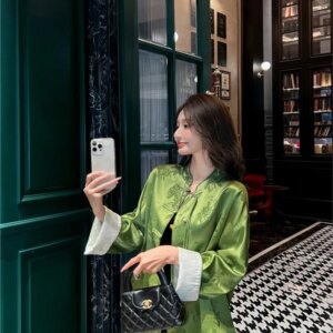 New Chinese style jacquard short coat female improved loose cardigan top