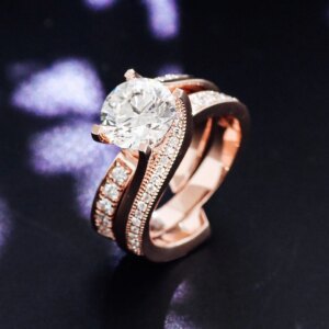 Provence jewelry custom 14K/18K rose gold wedding ring set 2.6CT lab diamond engagement rings for women luxury twist bridal ring