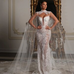 Charming Sweetheart Wedding Dress 2025 Romantic Cape Bridal Gown Elegant Sleeveless Lace Floor-length Gown Customized