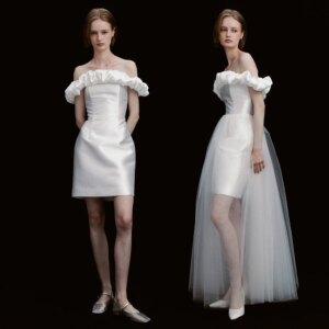 Fashion Satin Boat Neck Wedding Dress Off The Shoulder A Line Short Bridal Party Dress New Knee Length Lace Up Back Bridal Gown