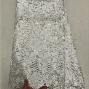 African Guipure 2025 Novelty Latest Swiss Voile Lace in Switzerland White Swiss Lace Fabrics Quality Stones Wedding Dress Q311-1