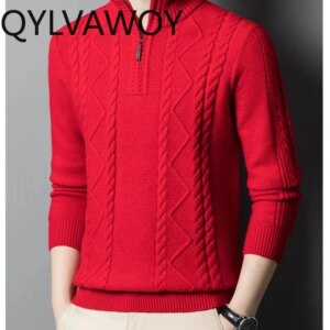 QYLVAWOY Wool Sweaters Casual Mens Tops Warm Pullover Men Loose Fit Autumn Winter Clothes Knitted Sweater 2025 Sueter Masculino