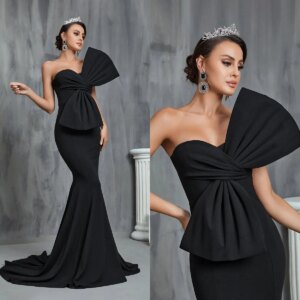 Sexy Black Evening Gown Sweetheart Sleeveless Mermaid Vestidos De Gala Elegnat Formal Prom Party Dresses Made Custom