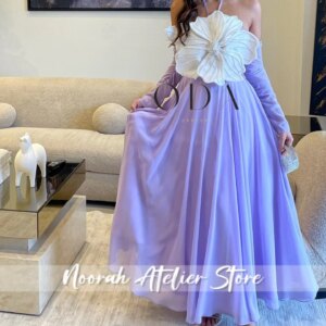 Lilac Halter Long Sleeves luxury women Evening Dresses With 3D flower 2025 Aline Women wedding Gown Saudi Arabia Long Customized