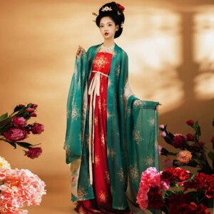 Women’s Han Chinese Clothing Style Large Sleeve Shirt Chest Cheko Skirt Ancient Costume Flowing Brocade Spring and Summer
