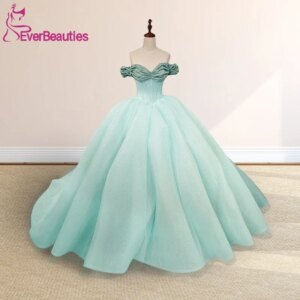 Ball Gown Women’s Quinceanera Dress Sleeveless Evening Prom Party Dress for Girls Tulle Off Shoulder Vestido De 15 Quinceañera