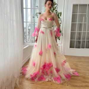 Thinyfull Sexy A-Line Prom Evening Dresses Saudi Arabia Puff Sleeve Applique Party Dress 2024 Night Cocktail Prom Gown Plus Size