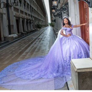 Lilac Quinceanera Dresses With Cape 3D Handmade Flowers Appliqued Lace Vestidos De XV Años Customized