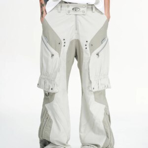 Light Armor Structure Designer Elastic Drawstring Waist Light Color Overalls High Street Casual Pants Light Armor Pants