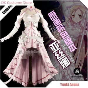 Anime! Sword Art Online Alicization Yuuki Asuna Gorgeous Dress Lovely Uniform Cosplay Costume Halloween Suit Women