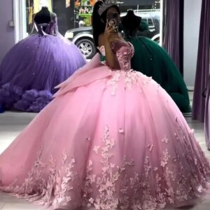 Sparkly Tulle Beaded Party Gown Party Dress 3D Butterfly Quinceanera Dresses Ball Gown Off Shoulder Sweet 15 16 Dresses