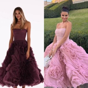 Customized Elegant Strapless A-line Party Dresses Flower Skirts Net/Tulle Prom dresses for women party wedding evening שמלות נשף