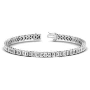 20 CTW Emerald Cut Created Moissanite Tennis Bracelet 14K Gold Plated VVS Clarity