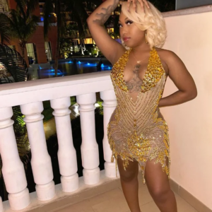 Luxury Gold Diamante Short Cocktail Dresses For Black Girls Sexy Glitter Beaded Crystal Birthday Party Celebrity Dresses Custom
