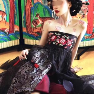 Black travel shoot personality portrait dark ancient costume female theme clothing