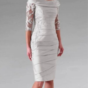 Sheath Mother of the Bride Dress Wedding Guest Elegant Off Shoulder Knee Length Taffeta Ruching Appliques 2025 Free Customized