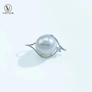 Votum 11-12mm Australian White Pearl Charm Pendant with Natural Sapphire Cultured Pearl Pendant for Necklace Custom Fine Jewelry